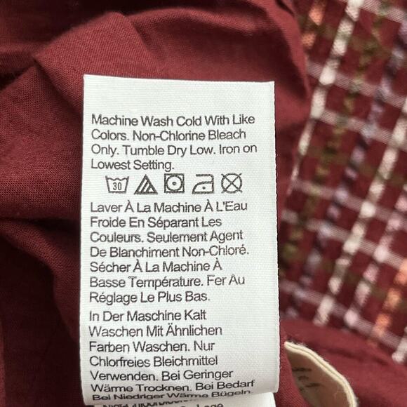 Madewell Seersucker Wrap Mini Dress in Dark Merlot Plaid Print Burgundy Red, XS‎ - Picture 16 of 16